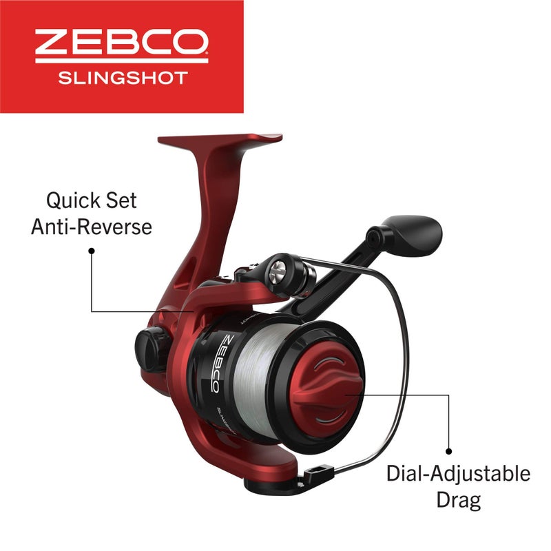 Zebco Slingshot Spinning Reel and Fishing Rod Combo, 5-Foot 6-Inch 2-Piece Fishing Pole, Size 20 Reel, Changeable Right- or Left-Hand Retrieve, Pre-Spooled with 8-Pound Zebco Cajun Line, Red - Image 4